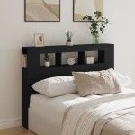 vidaXL Tăblie de pat cu LED, negru, 140x18,5x103,5 cm, lemn vidaXL Tăblie de pat cu LED, negru, 140x18,5x103,5 cm, lemn