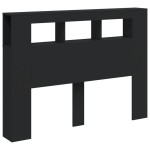 vidaXL Tăblie de pat cu LED, negru, 140x18,5x103,5 cm, lemn vidaXL Tăblie de pat cu LED, negru, 140x18,5x103,5 cm, lemn