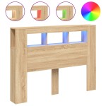 vidaXL Tăblie de pat cu LED, stejar sonoma, 140x18,5x103,5 cm, lemn