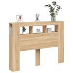 vidaXL Tăblie de pat cu LED, stejar sonoma, 140x18,5x103,5 cm, lemn