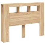 vidaXL Tăblie de pat cu LED, stejar sonoma, 140x18,5x103,5 cm, lemn