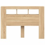 vidaXL Tăblie de pat cu LED, stejar sonoma, 140x18,5x103,5 cm, lemn
