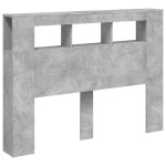 vidaXL Tăblie de pat cu LED, gri beton, 140x18,5x103,5 cm, lemn