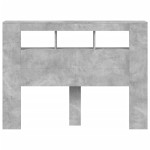 vidaXL Tăblie de pat cu LED, gri beton, 140x18,5x103,5 cm, lemn