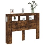 vidaXL Tăblie de pat cu LED, stejar fumuriu, 140x18,5x103,5 cm, lemn