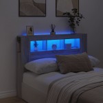 vidaXL Tăblie de pat cu LED, gri sonoma, 140x18,5x103,5 cm, lemn vidaXL Tăblie de pat cu LED, gri sonoma, 140x18,5x103,5 cm, lemn