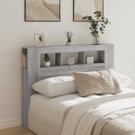 vidaXL Tăblie de pat cu LED, gri sonoma, 140x18,5x103,5 cm, lemn vidaXL Tăblie de pat cu LED, gri sonoma, 140x18,5x103,5 cm, lemn