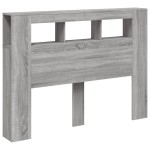 vidaXL Tăblie de pat cu LED, gri sonoma, 140x18,5x103,5 cm, lemn vidaXL Tăblie de pat cu LED, gri sonoma, 140x18,5x103,5 cm, lemn