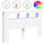 vidaXL Tăblie de pat cu LED, alb, 160x18,5x103,5 cm, lemn vidaXL Tăblie de pat cu LED, alb, 160x18,5x103,5 cm, lemn