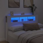 vidaXL Tăblie de pat cu LED, alb, 160x18,5x103,5 cm, lemn vidaXL Tăblie de pat cu LED, alb, 160x18,5x103,5 cm, lemn