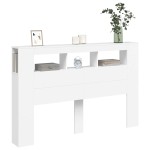vidaXL Tăblie de pat cu LED, alb, 160x18,5x103,5 cm, lemn vidaXL Tăblie de pat cu LED, alb, 160x18,5x103,5 cm, lemn