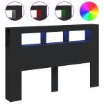 vidaXL Tăblie de pat cu LED, negru, 160x18,5x103,5 cm, lemn vidaXL Tăblie de pat cu LED, negru, 160x18,5x103,5 cm, lemn