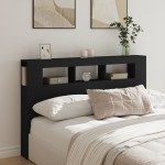 vidaXL Tăblie de pat cu LED, negru, 160x18,5x103,5 cm, lemn vidaXL Tăblie de pat cu LED, negru, 160x18,5x103,5 cm, lemn