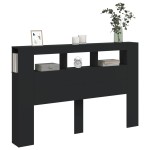 vidaXL Tăblie de pat cu LED, negru, 160x18,5x103,5 cm, lemn vidaXL Tăblie de pat cu LED, negru, 160x18,5x103,5 cm, lemn