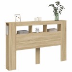 vidaXL Tăblie de pat cu LED, stejar sonoma, 160x18,5x103,5 cm, lemn