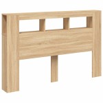 vidaXL Tăblie de pat cu LED, stejar sonoma, 160x18,5x103,5 cm, lemn