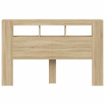 vidaXL Tăblie de pat cu LED, stejar sonoma, 160x18,5x103,5 cm, lemn