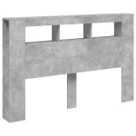 vidaXL Tăblie de pat cu LED, gri beton, 160x18,5x103,5 cm, lemn