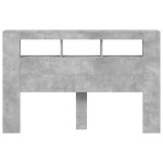 vidaXL Tăblie de pat cu LED, gri beton, 160x18,5x103,5 cm, lemn