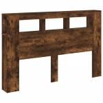 vidaXL Tăblie de pat cu LED, stejar fumuriu, 160x18,5x103,5 cm, lemn