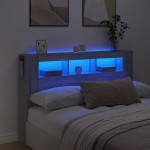vidaXL Tăblie de pat cu LED, gri sonoma, 160x18,5x103,5 cm, lemn vidaXL Tăblie de pat cu LED, gri sonoma, 160x18,5x103,5 cm, lemn