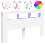 vidaXL Tăblie de pat cu LED, alb, 180x18,5x103,5 cm, lemn vidaXL Tăblie de pat cu LED, alb, 180x18,5x103,5 cm, lemn