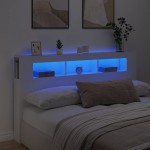 vidaXL Tăblie de pat cu LED, alb, 180x18,5x103,5 cm, lemn vidaXL Tăblie de pat cu LED, alb, 180x18,5x103,5 cm, lemn