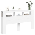 vidaXL Tăblie de pat cu LED, alb, 180x18,5x103,5 cm, lemn vidaXL Tăblie de pat cu LED, alb, 180x18,5x103,5 cm, lemn