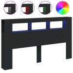 vidaXL Tăblie de pat cu LED, negru, 180x18,5x103,5 cm, lemn vidaXL Tăblie de pat cu LED, negru, 180x18,5x103,5 cm, lemn