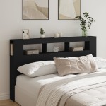 vidaXL Tăblie de pat cu LED, negru, 180x18,5x103,5 cm, lemn vidaXL Tăblie de pat cu LED, negru, 180x18,5x103,5 cm, lemn