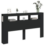 vidaXL Tăblie de pat cu LED, negru, 180x18,5x103,5 cm, lemn vidaXL Tăblie de pat cu LED, negru, 180x18,5x103,5 cm, lemn