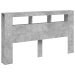 vidaXL Tăblie de pat cu LED, gri beton, 180x18,5x103,5 cm, lemn