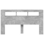 vidaXL Tăblie de pat cu LED, gri beton, 180x18,5x103,5 cm, lemn