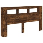 vidaXL Tăblie de pat cu LED, stejar fumuriu, 180x18,5x103,5 cm, lemn