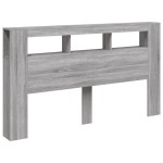 vidaXL Tăblie de pat cu LED, gri sonoma, 160x18,5x103,5 cm, lemn vidaXL Tăblie de pat cu LED, gri sonoma, 160x18,5x103,5 cm, lemn