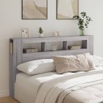 vidaXL Tăblie de pat cu LED, gri sonoma, 160x18,5x103,5 cm, lemn vidaXL Tăblie de pat cu LED, gri sonoma, 160x18,5x103,5 cm, lemn