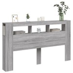 vidaXL Tăblie de pat cu LED, gri sonoma, 160x18,5x103,5 cm, lemn vidaXL Tăblie de pat cu LED, gri sonoma, 160x18,5x103,5 cm, lemn