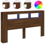 vidaXL Tăblie de pat cu LED, stejar maro, 180x18,5x103,5 cm, lemn