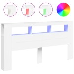 vidaXL Tăblie de pat cu LED, alb, 200x18,5x103,5 cm, lemn prelucrat vidaXL Tăblie de pat cu LED, alb, 200x18,5x103,5 cm, lemn prelucrat