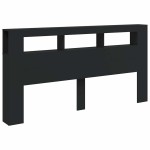 vidaXL Tăblie de pat cu LED, negru, 200x18,5x103,5 cm, lemn prelucrat vidaXL Tăblie de pat cu LED, negru, 200x18,5x103,5 cm, lemn prelucrat