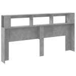 vidaXL Tăblie de pat cu LED, gri beton, 200x18,5x103,5 cm, lemn