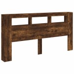 vidaXL Tăblie de pat cu LED, stejar fumuriu, 220x18,5x103,5 cm, lemn