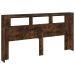 vidaXL Tăblie de pat cu LED, stejar fumuriu, 220x18,5x103,5 cm, lemn