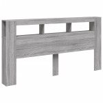 vidaXL Tăblie de pat cu LED gri sonoma 200x18,5x103,5cm lemn prelucrat vidaXL Tăblie de pat cu LED gri sonoma 200x18,5x103,5cm lemn prelucrat