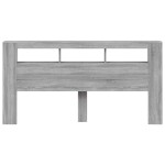 vidaXL Tăblie de pat cu LED gri sonoma 200x18,5x103,5cm lemn prelucrat vidaXL Tăblie de pat cu LED gri sonoma 200x18,5x103,5cm lemn prelucrat