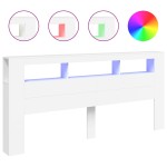 vidaXL Tăblie de pat cu LED, alb, 220x18,5x103,5 cm, lemn