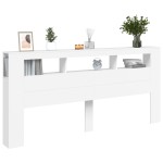 vidaXL Tăblie de pat cu LED, alb, 220x18,5x103,5 cm, lemn