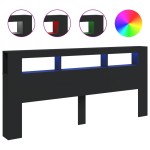 vidaXL Tăblie de pat cu LED, negru, 220x18,5x103,5 cm, lemn vidaXL Tăblie de pat cu LED, negru, 220x18,5x103,5 cm, lemn