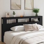 vidaXL Tăblie de pat cu LED, negru, 220x18,5x103,5 cm, lemn vidaXL Tăblie de pat cu LED, negru, 220x18,5x103,5 cm, lemn