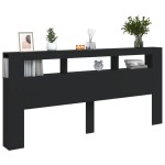 vidaXL Tăblie de pat cu LED, negru, 220x18,5x103,5 cm, lemn vidaXL Tăblie de pat cu LED, negru, 220x18,5x103,5 cm, lemn